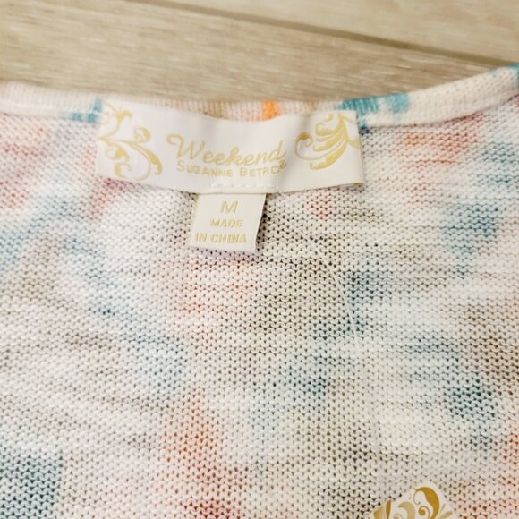 Womens Weekend Suzanne Betro Tribal Print Size M Top Shirt Tunic Orange Blue - Picture 3 of 4